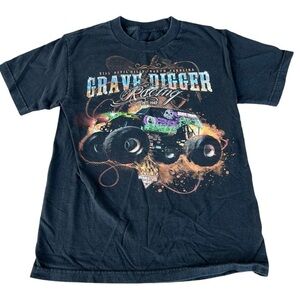 Grave Digger Racing Monster Truck Graphic T-Shirt Monster Jam Youth Large
